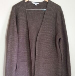 Time and Tru ribbed knit open cardigan variegated Olive green